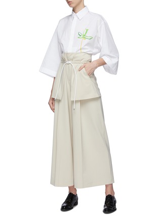Figure View - Click To Enlarge - SANS TITRE - Double layered belted wide leg pants