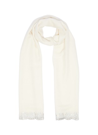 Main View - Click To Enlarge - JANAVI - Strass scalloped border cashmere scarf