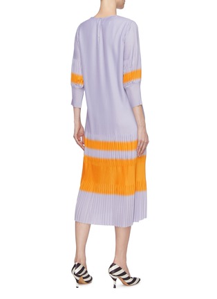 Back View - Click To Enlarge - DRIES VAN NOTEN - Colourblock pleated dress