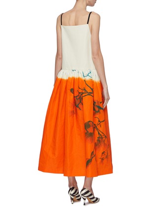 Back View - Click To Enlarge - DRIES VAN NOTEN - Floral print colourblock cotton-linen slip dress