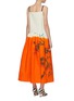 Back View - Click To Enlarge - DRIES VAN NOTEN - Floral print colourblock cotton-linen slip dress