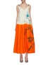 Main View - Click To Enlarge - DRIES VAN NOTEN - Floral print colourblock cotton-linen slip dress