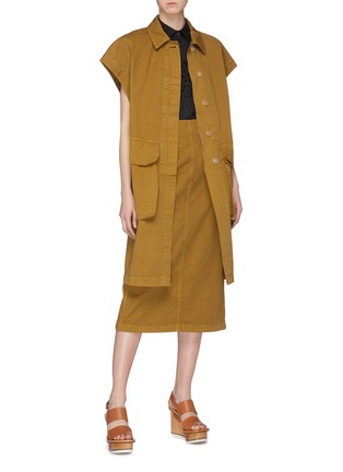 Figure View - Click To Enlarge - DRIES VAN NOTEN - Flap pocket oversized twill short sleeve coat