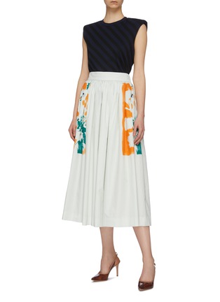 Figure View - Click To Enlarge - DRIES VAN NOTEN - Floral print panel pleated skirt