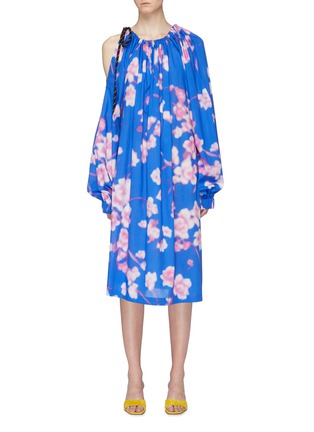 Main View - Click To Enlarge - DRIES VAN NOTEN - Drawstring asymmetric cold shoulder floral print dress