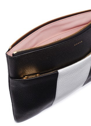 Detail View - Click To Enlarge - CHAOS - Leather clutch – Black/White