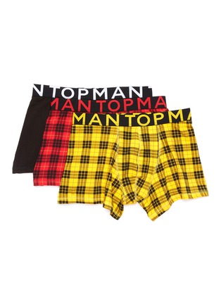 Main View - Click To Enlarge - TOPMAN - Check plaid jersey boxer briefs 3-pack set