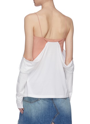 Back View - Click To Enlarge - GROUND ZERO - Silk camisole panel cold shoulder long sleeve T-shirt