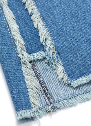 Detail View - Click To Enlarge - GROUND ZERO - Lace camisole yoke panel frayed denim dress