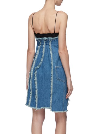 Back View - Click To Enlarge - GROUND ZERO - Lace camisole yoke panel frayed denim dress