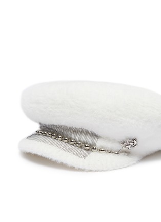 Detail View - Click To Enlarge - VENNA - Embellished mesh ball chain wool furfelt sailor cap