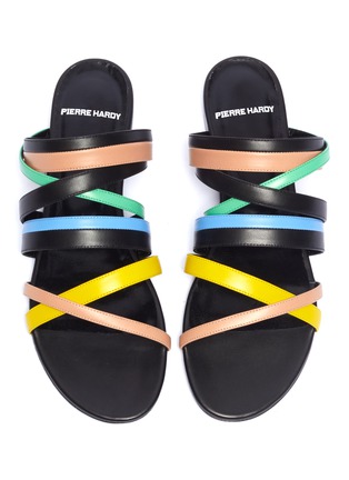 Detail View - Click To Enlarge - PIERRE HARDY - 'Alpha' colourblock strappy leather slide sandals