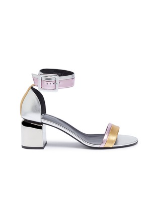Main View - Click To Enlarge - PIERRE HARDY - 'Gae' ankle strap colourblock metallic leather sandals
