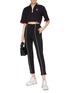 Figure View - Click To Enlarge - FILA X 3.1 PHILLIP LIM - Ruffle cuff cropped half-zip polo top