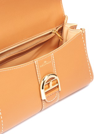 Detail View - Click To Enlarge - DELVAUX - 'Brillant East West Rodéo Surpiqué' contrast topstitching leather satchel