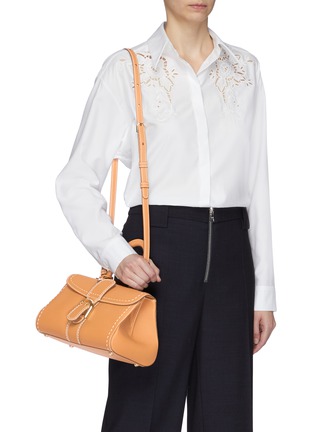 Front View - Click To Enlarge - DELVAUX - 'Brillant East West Rodéo Surpiqué' contrast topstitching leather satchel