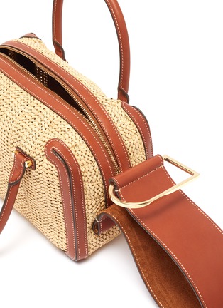 Detail View - Click To Enlarge - DELVAUX - 'Cool Box MM Bohème' leather trim woven raffia bag