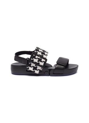 Main View - Click To Enlarge - FIGS BY FIGUEROA - 'Figulous' houndstooth-effect panel leather slingback sandals