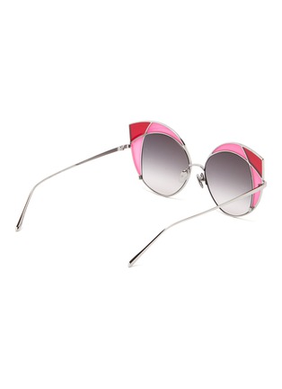 Figure View - Click To Enlarge - LINDA FARROW - 'Austin' contrast corner metal oversized cat eye sunglasses