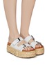 Figure View - Click To Enlarge - CLERGERIE - 'Abby' buckled leather espadrille flatform sandals