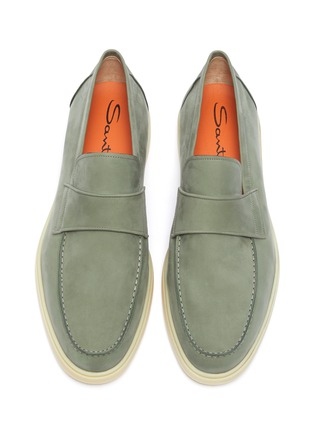 Detail View - Click To Enlarge - SANTONI - Nubuck leather penny loafers