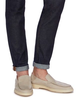 Figure View - Click To Enlarge - SANTONI - Nubuck leather step-in loafers