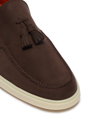 Detail View - Click To Enlarge - SANTONI - Nubuck leather tassel loafers