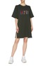 Figure View - Click To Enlarge - MINKI - 'Cyathea' belted fringe slogan embroidered sweatshirt dress