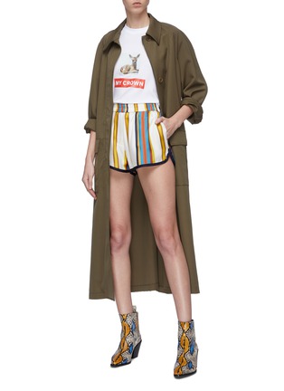 Figure View - Click To Enlarge - MINKI - Contrast trim stripe silk shorts
