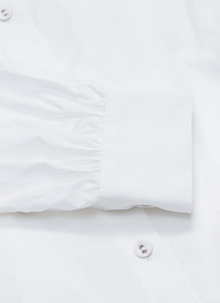  - MINKI - Convertible sleeve cutout back ruched sleeve shirt