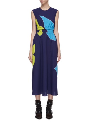 Main View - Click To Enlarge - MINKI - Abstract colourblock panelled waist sleeveless dress