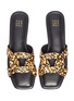 Detail View - Click To Enlarge - PEDDER RED - 'Cameron' leopard print cow hair slide sandals