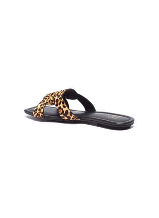  - PEDDER RED - 'Cameron' leopard print cow hair slide sandals