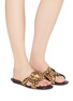 Figure View - Click To Enlarge - PEDDER RED - 'Cameron' leopard print cow hair slide sandals