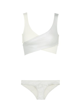 Main View - Click To Enlarge - LISA MARIE FERNANDEZ - 'Marie-Louise' wraparound tie back crepe bikini set