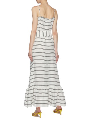 Back View - Click To Enlarge - LISA MARIE FERNANDEZ - Belted stripe ruffle peplum dress