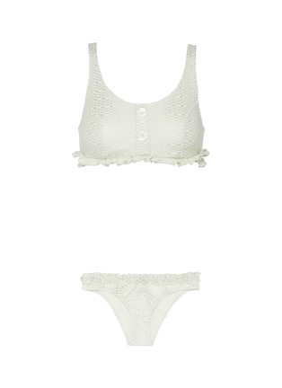 Main View - Click To Enlarge - LISA MARIE FERNANDEZ - 'Colby' button front ruffle trim seersucker bikini set