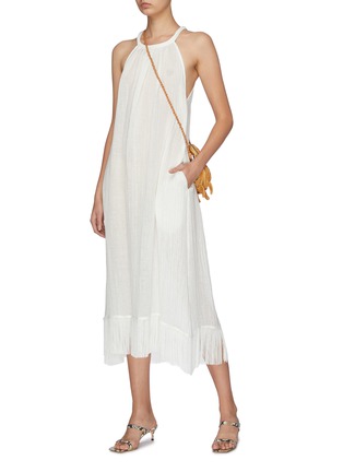 Figure View - Click To Enlarge - LISA MARIE FERNANDEZ - 'Ojai' fringe hem linen blend sleeveless dress