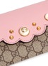 Detail View - Click To Enlarge - GUCCI - 'Peony' logo faux pearl stud canvas continental wallet