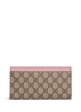Figure View - Click To Enlarge - GUCCI - 'Peony' logo faux pearl stud canvas continental wallet