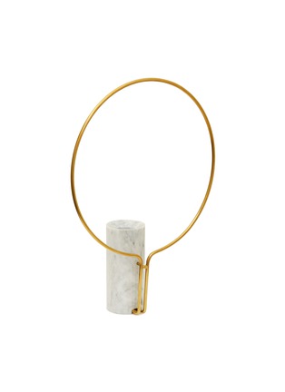  - SHANG XIA - Small cylindrical marble vase with a brass hoop