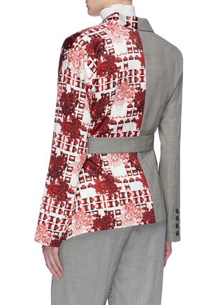 Back View - Click To Enlarge - SNOW XUE GAO - 'Newtown' belted graphic print panel asymmetric wool blazer