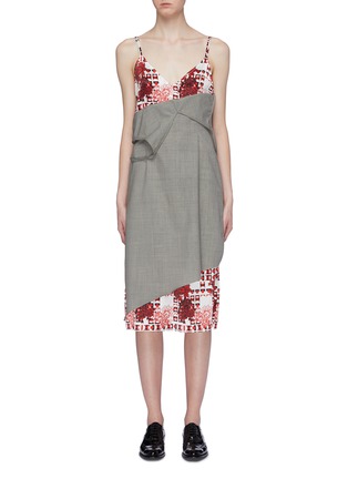 Main View - Click To Enlarge - SNOW XUE GAO - 'Beacon' layered graphic print silk slip dress