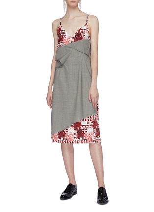 Figure View - Click To Enlarge - SNOW XUE GAO - 'Beacon' layered graphic print silk slip dress