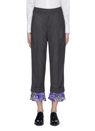 Main View - Click To Enlarge - SNOW XUE GAO - 'Clarkson' silk graphic print cuff wool suiting pants