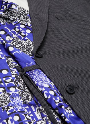  - SNOW XUE GAO - Side tie silk graphic print panel wool blazer