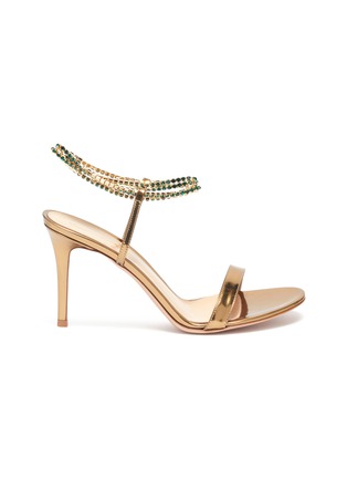 Main View - Click To Enlarge - GIANVITO ROSSI - Strass ankle strap mirror leather sandals