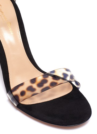 Detail View - Click To Enlarge - GIANVITO ROSSI - 'Stella 85' leopard print PVC band suede sandals