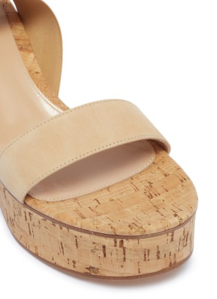 Detail View - Click To Enlarge - GIANVITO ROSSI - Cross ankle strap suede cork wedge sandals