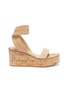 Main View - Click To Enlarge - GIANVITO ROSSI - Cross ankle strap suede cork wedge sandals